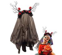 Black Hair LED Veil, Light Up Halloween Decoration, Headband Veil, Ghost Hair Accessories, Halloween Headband, Women’s Halloween Accessories, Kids Halloween Costume Accessories, Light-Up Veil F