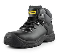 BLACK HAMMER Botas de seguridad con puntera de acero hombre Calzado de trabajo de cuero resistente y ligero S3 SRC 1700 Negro (45 EU)