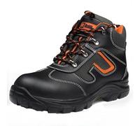BLACK HAMMER Botas de Seguridad de Cuero para Hombres Botas de Seguridad para hombres Puntera de Acero S3 SRC Calzado de Trabajo al Tobillo de Cuero 6652 (41 EU)