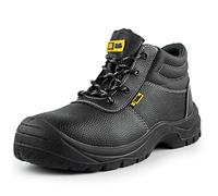 BLACK HAMMER Botas de seguridad para hombre Zapatos de trabajo de cuero con puntera de acero Calzado ligero S3 SRC 1400 Negro (48 EU)