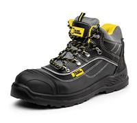 BLACK HAMMER Zapatos de Seguridad para Hombre Puntera de Acero Entresuela de Acero Botas de Trabajo Calzado de Senderismo y Trekking Confortables y Resistentes Zapatos Genuino Piel 9944 (43 EU)