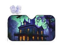 Black Haunted Mansions - Parasol para parabrisas de coche, reflectante UV y escudo térmico con mantiene el interior fresco, universal para sedanes