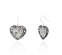 Black Heart Ear Hooks, Stylish Hollow Out Heart Design, Vintage Romantic Style, Lightweight Dangle Earrings for Women, Ideal Gift for Anniversary Birthday Party Daily Wear