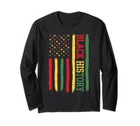 Black History - Bandera Afro Pan African Pride Design RBG Colors Manga Larga