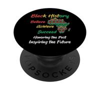 Black History Believe Achieve Achieve Succeed African Men Women Kids PopSockets PopGrip Adhesivo