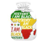 Black History - Bolsa de agua caliente de mapa africano con cubierta suave, bolsa de agua caliente de 2 L para dolor muscular