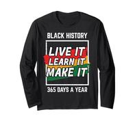 Black History Live Learn Make It Afroamericanos Hombres Mujeres Manga Larga