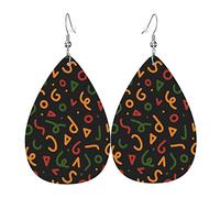 Black History Month 2023 Pendientes de cuero de imitación para mujeres Niñas Gota de lágrima Cuelga Pendiente de hoja liviano
