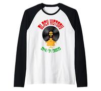 Black History Month 24/7/365 Disco de Vinilo LP Afro Music DJ Camiseta Manga Raglan