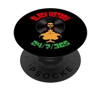 Black History Month 24/7/365 Disco de Vinilo LP Afro Music DJ PopSockets PopGrip Adhesivo