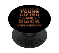 Black History Month Black Girl Young Gifted & Black Melanin PopSockets PopGrip Adhesivo