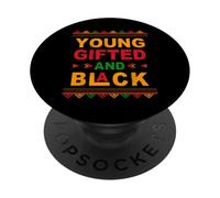 Black History Month Black Girl Young Gifted & Black Melanin PopSockets PopGrip Adhesivo
