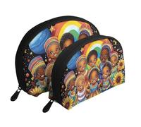 Black History Month - Bolsas de maquillaje impresas de 2 piezas, portátil, bolsa de aseo de viaje, White, Talla única