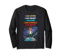 Black History Month Positive Affirmations Galaxy Space Boy Manga Larga