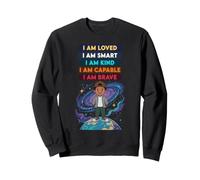 Black History Month Positive Affirmations Galaxy Space Boy Sudadera