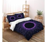 Black Hole Purple Funda De Edredón 3 Piezas 3D Impresa Starburst Celestialsky con 2 Fundas De Almohada Super King（260x220cm） Microfibra Juego De Ropa De Cama para para Niñosy Hombres