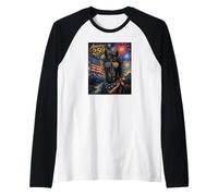 Black Horse Art America 250 Anniversary 4th of July USA Flag Camiseta Manga Raglan