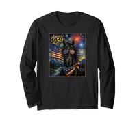Black Horse Art America 250 Anniversary 4th of July USA Flag Manga Larga