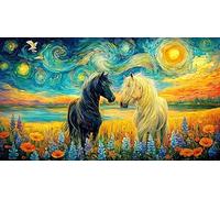 Black-Horse-Galloping-Through-Fire-and-Water 1000 Piezas Puzzle Adultos Papel Reciclado Juego desafiante Educativo Regalo para Mujeres y Hombres 38x52/1000pcs