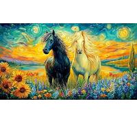 Black-Horse-Galloping-Through-Fire-and-Water Puzzle Adultos 1000 Piezas Juego Educativo relajación Desafiante Papel Reciclado Idea de Regalo 38x26/1000pcs