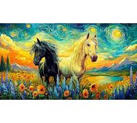 Black-Horse-Galloping-Through-Fire-and-Water Puzzle Familiar 1000 Piezas Desafiante y Divertido Papel Reciclado para Adultos 70x50/1000pcs