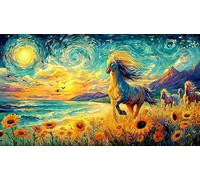 Black-Horse-Galloping-Through-Water-Under-Stormy-Sky 1000 Piezas Puzzle Reciclado para Adultos Juego Educativo relajación Desafiante Idea de Regalo 38x26/1000pcs