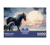 Black Horse with A White Mane 1000 Pcs Premium-Karton Puzzle Wild Beast Stressabbau Kreatives Spiel Puzzles Als Wohnaccessoires 38x26cm/1000pcs