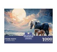 Black Horse with A White Mane 1000 Stück Stabiler Karton Puzzle Wild Beast Lebendige Bilder Familienspiel Puzzles Für Erwachsene Und Kinder 38x26cm/1000pcs