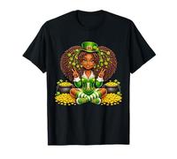 Black Irish Afro Black Girl African American St Patricks Day Camiseta