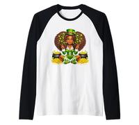 Black Irish Afro Black Girl African American St Patricks Day Camiseta Manga Raglan