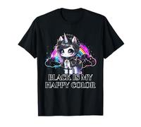 Black Is My Happy Color Gothic Girl Dark Goth Ocult Unicorn Camiseta