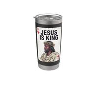 Black Jesus Is King of Hearts Playing Card Afroamericano Vaso térmico de acero inoxidable de doble pared