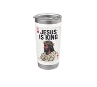Black Jesus Is King of Hearts Playing Card Afroamericano Vaso térmico de acero inoxidable de doble pared
