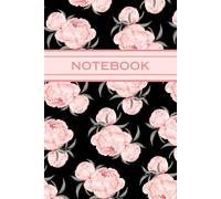 Black Journal With Light Pink Flowers For Home, School, College, Work: Notebook