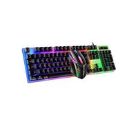 (black kit) RYRA PT6 Wireless Mechanical USB Wired Keyboard Mouse Set With Rainbow LED Backlight Gaming Keyboard Gaming Mouse For Laptop PC