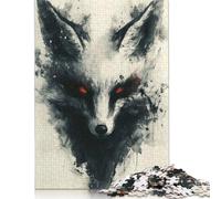 Black Kitsune Fox Painting Rompecabezas Imposible,desafío for Adults Entretenimiento Creativo 1000 Piezas Obra De Arte De Juego De para Adultos Y Niños A Partir De 12 Años 1000pcs (75x50cm)