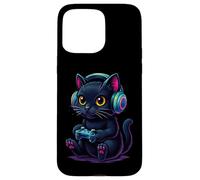Black Kitten Consola Divertido Video Game Graphic Player Modo Carcasa para iPhone 15 Pro Max