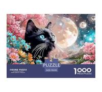 Black Kitten in Style of Van_goghs 1000 Stück Ökopapier Puzzle Kitten Stressabbau Kreatives Spiel Puzzles Als Geburtstagsgeschenke 70x50cm/1000pcs