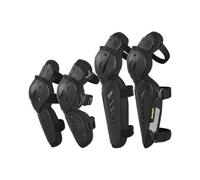 Black Knee and Shin Guards for Motorcycle Protective Gear, Durable Armor for Bikers, Adjustable Fit, Lightweight, Black Color