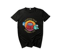 (Black,L)Hombres Damas Adultos Among Us Juego Camiseta Imposter Among Us Juegos Prendas para el torso Camiseta