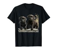 Black Lab Puppies Duo - Muelle rústico de Hierba de Trigo Camiseta