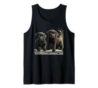Black Lab Puppies Duo - Muelle rústico de Hierba de Trigo Camiseta sin Mangas