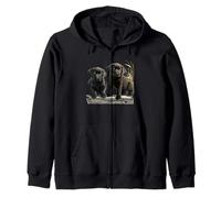 Black Lab Puppies Duo - Muelle rústico de Hierba de Trigo Sudadera con Capucha
