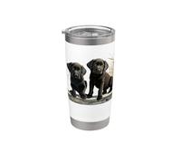 Black Lab Puppies Duo - Muelle rústico de hierba de trigo Vaso térmico de acero inoxidable de doble pared
