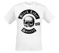 Black Label Society Skull Logo Hombre Camiseta Blanco XL, 100% algodón, Regular