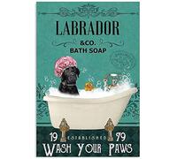 Black Labrador Metal Tin Sign Black Labrador Co. Bath Soap Funny Poster Cafe Bar Living Room Bathroom Kitchen Home Art Wall Decoration Plaque Gift
