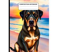 Black Labrador Retriever By The Beach At Sunset College Ruled Composition NoteBook: Glossy Paperback Notebook: 120 Pages Size 8.5 Inches By 11 Inches