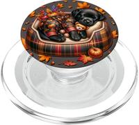 Black Labrador Retriever Puppy For Fall Women Cute Autumn PopSockets PopGrip para MagSafe
