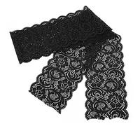 Black Lace Ribbon 3.9 in Wide Elastic Nylon Trim, Stretchy Skin Friendly Lace for Sewing DIY Decorations, 10 Yards Black and Red Lace Trim with Elastic Edge for Clothing Cards Pack (Negra)