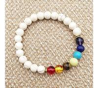 Black Lava Rock 8mm Beads 7 Chakra Balance Pulsera para hombres Mujeres Piedra de oración Yoga Chakra Pulsera Drop-white